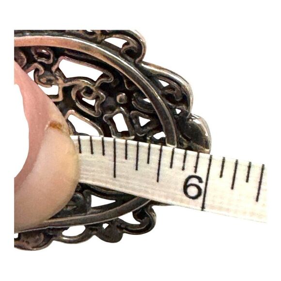 Carolyn Pollack Ornate Sterling Brass 3 Oval Labradorite Cuff Bracelet Southwest - Picture 8 of 8